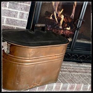 Vintage Copper Boiler Wash Basin Pot W/ Lid